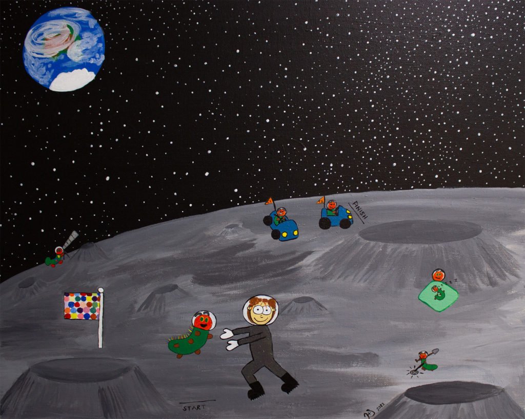 Averilda Haze bouncing on the moon with friends